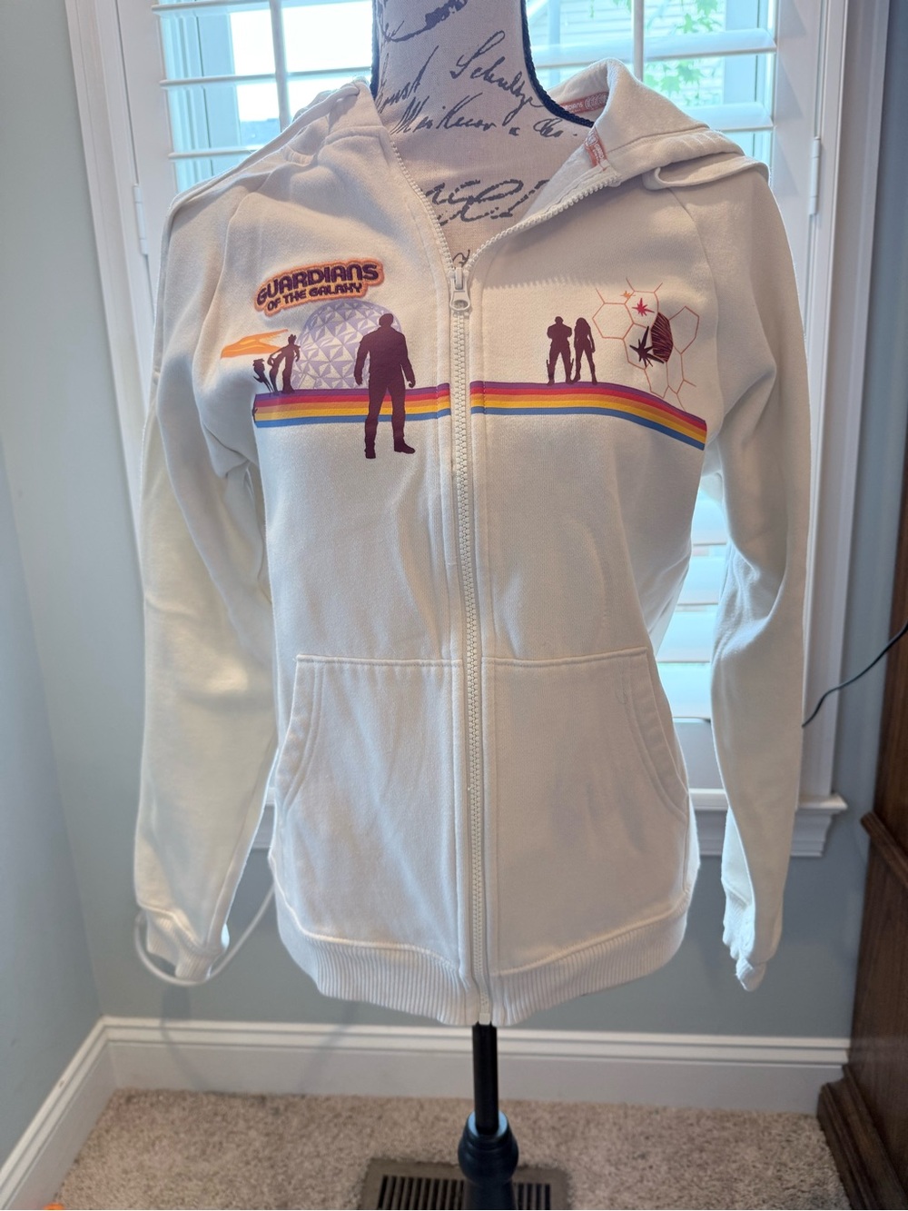 Marvel White Hoodie with Orange 'Guardians of the Galaxy' Trim. Size S - Picture 3 of 6